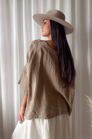 Calise linen blouse, savanna