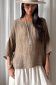 Calise linen blouse, savanna