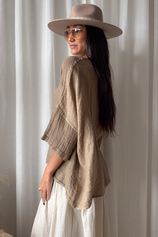 Calise linen blouse, savanna