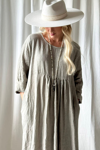 Camila pellavamekko, taupe