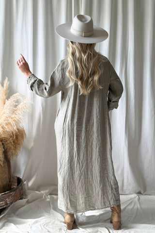 Camila pellavamekko, taupe