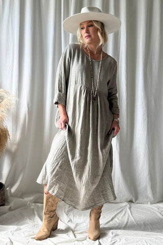 Camila pellavamekko, taupe