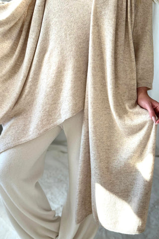 Cashmere Dawn poncho, melange beige
