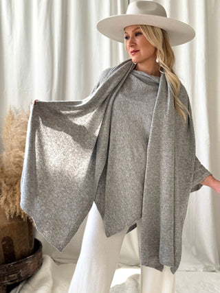 Cashmere Dawn poncho, melange grey