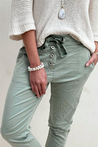 Casual tencel joggerit, pastel vihreä
