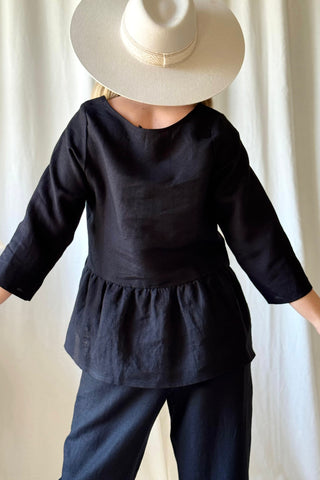 Bypias casual pellavajoggerit, musta