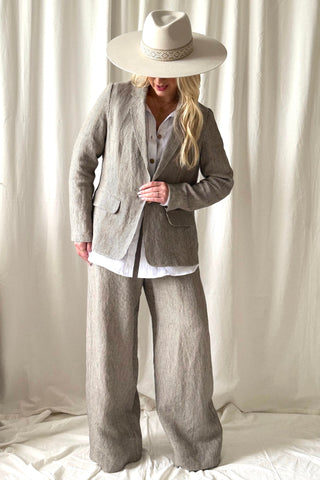 Bypias casual pellavajoggerit, pinstripe