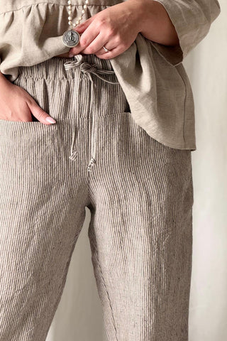 Bypias casual pellavajoggerit, pinstripe