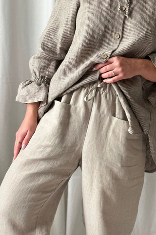 Bypias casual pellavajoggerit, natural