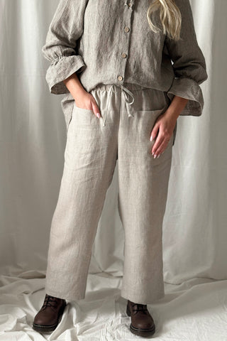 Bypias casual pellavajoggerit, natural