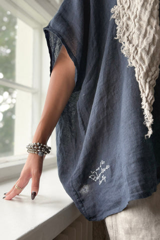 Catri linen blouse, navy