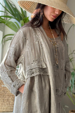 Celeste pellavatakki, taupe