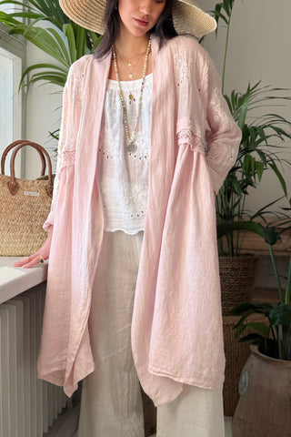 Celeste pellavatakki, vaaleanpunainen