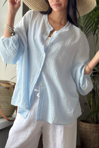 Chalky cotton shirt, light blue