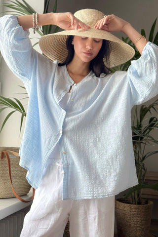 Chalky cotton shirt, light blue