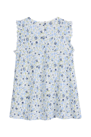 Chantel linen top, floral blue