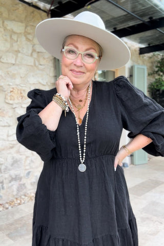 Charly pellavamekko, musta