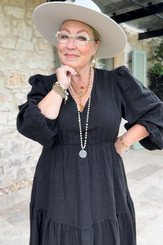 Charly pellavamekko, musta