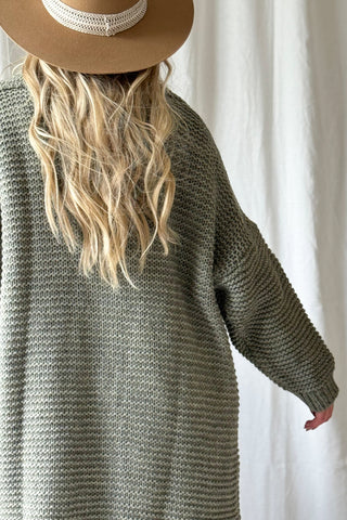 Chunky dream neuletakki, sage green