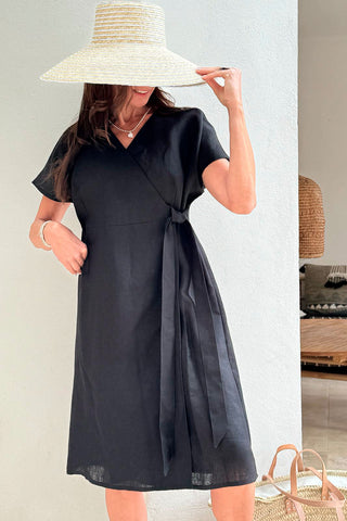 Claire linen dress, black