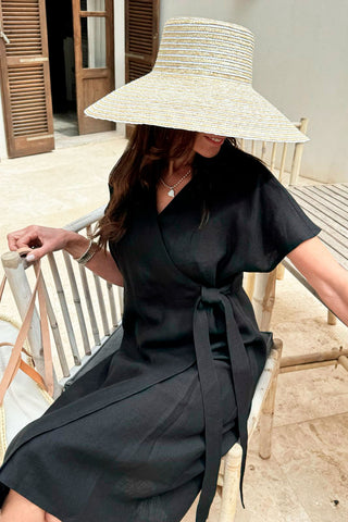 Claire linen dress, black
