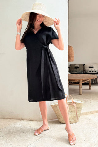 Claire linen dress, black