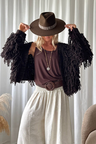 Coachella cardigan, coffee