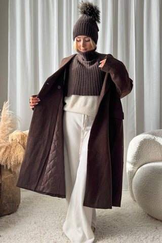 Coastal Grandmother oversize takki, coffee