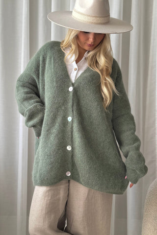 Coastal Grandpa neuletakki, pistachio green