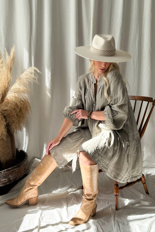 Cordelia pellavatunika, taupe