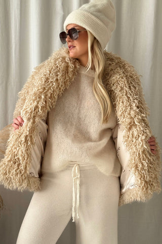 Cosmo faux fur coat, off white
