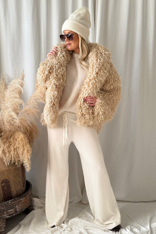 Cosmo faux fur coat, off white