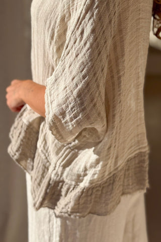 Costa mesh linen top, sand