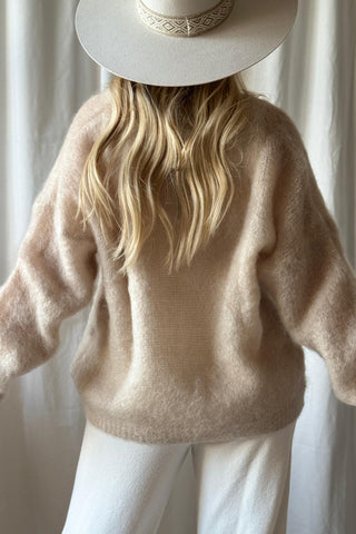 Coziness mohairneuletakki, beige