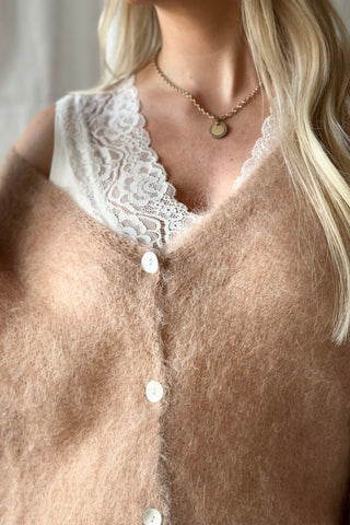 Coziness mohairneuletakki, caramel