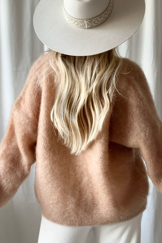 Coziness mohairneuletakki, caramel