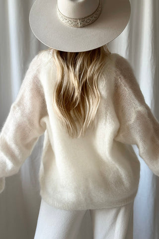 Coziness mohairneuletakki, luonnonvalkoinen