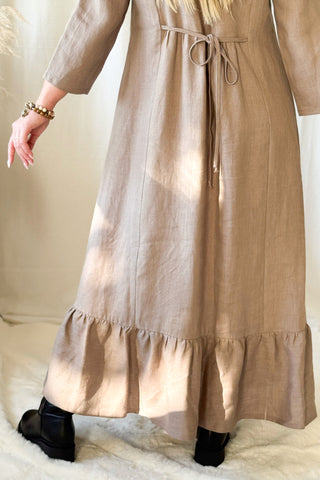 Grace pellavamekko, taupe