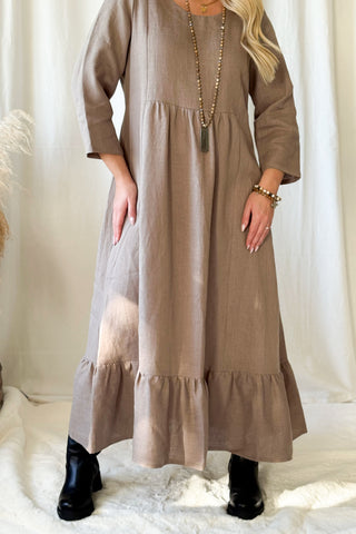 Grace pellavamekko, taupe