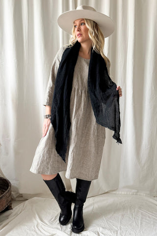 Crochet mesh puuvillahuivi, musta