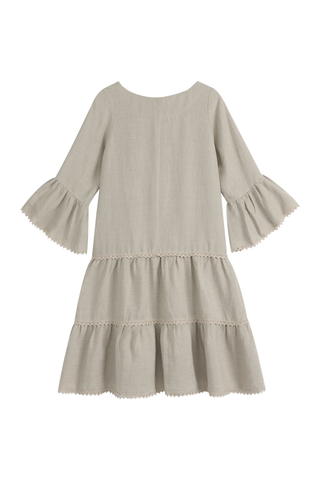Daffodil linen dress, natural + natural lace