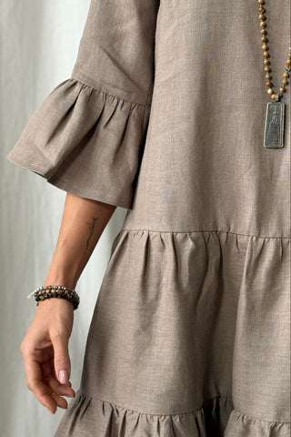 Daffodil linen dress, taupe