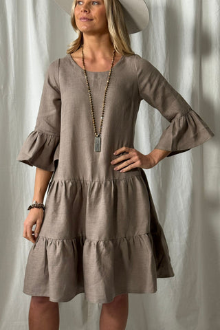 Daffodil linen dress, taupe
