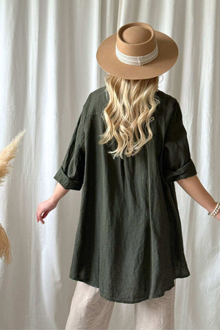 Deanna pellavatunika, pino green