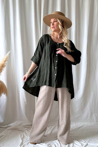 Deanna pellavatunika, pino green