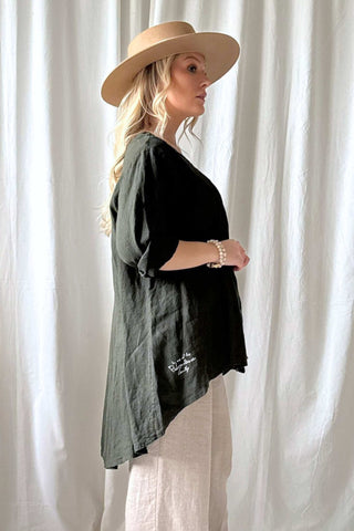 Deanna pellavatunika, pino green