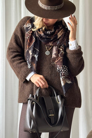 Derby horse bamboo scarf, dark