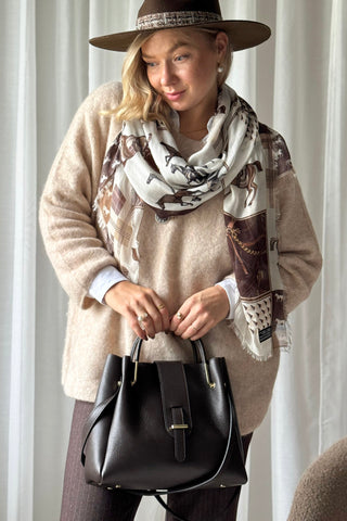 Derby horse bamboo scarf, light