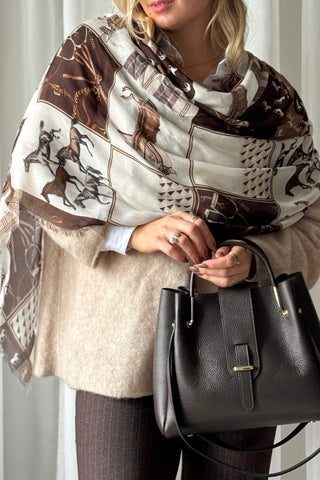 Derby horse bamboo scarf, light