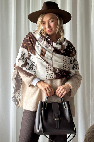 Derby horse bamboo scarf, light